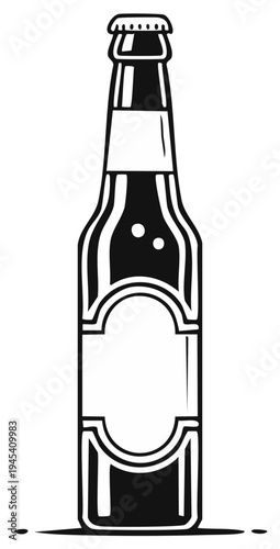 Classic Glass Beer Bottle With Blank Label and Cap