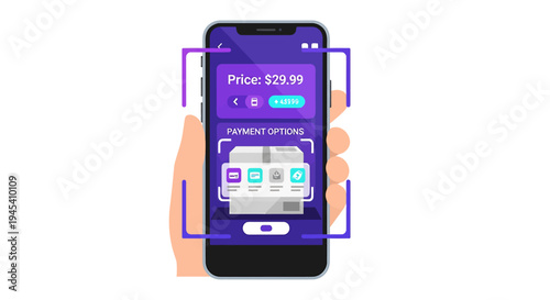 Smartphone Payment App Display on Device. Vector Illustrations. EPS Editable