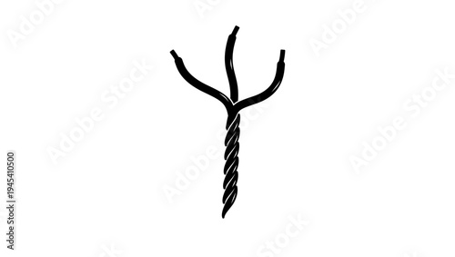 three-phase electric cable, black isolated silhouette