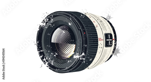Camera Lens Close-up, Photography Equipment, Isolated on White Background