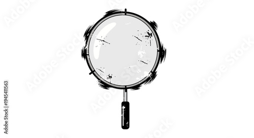 Magnifying glass with rough edges, investigation concept