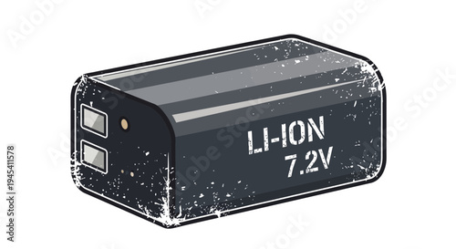 Lithium ion battery 7.2V, digital illustration