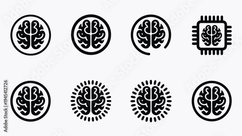 Modern ai badge style silhouette logo designs for technology and innovation concepts