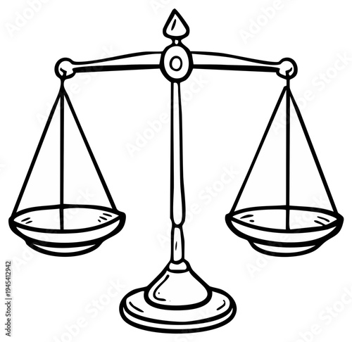 Black and white illustration of a balance scale