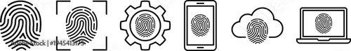 Biometric, Security, Fingerprint, Authentication, Icon, Set, Identity, Verification, Digital, Access, Protection, Cyber, Technology, Scan, Privacy, Login, System, Network, Secure, Vector