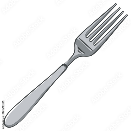 Silver Fork Utensil Icon Illustration for Food Service Design Element Clip Art