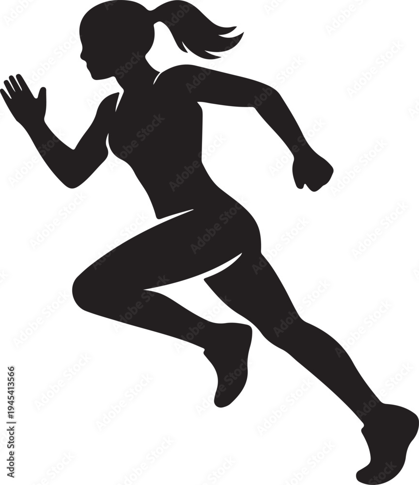 Fototapeta premium Female Runner Silhouette Running Woman Icon