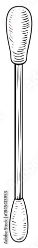 Cotton swab etching drawing of hygiene product for healthcare use