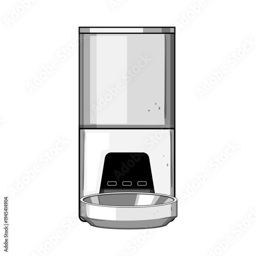 Modern automatic pet feeder with digital controls and scheduled dispensing, illustrating smart home convenience for automated daily feeding of cats and dogs in a clean studio shot