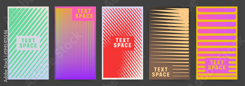 Minimal Stripe Poster Template Set. Geometric Vector Covers with Text Space, Gradient Lines and Modern Layouts
