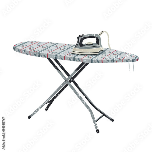 Ironing board with iron, domestic appliance, laundry room equipment