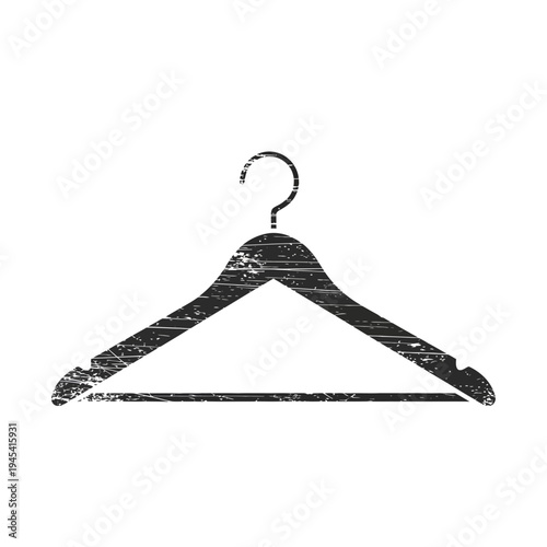 Retro wooden hanger with distressed texture on white background