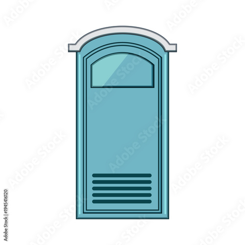 Portable chemical toilet offering essential temporary sanitation, featuring a blue structure with a vented base on an isolated white background, ideal for outdoor events or construction sites