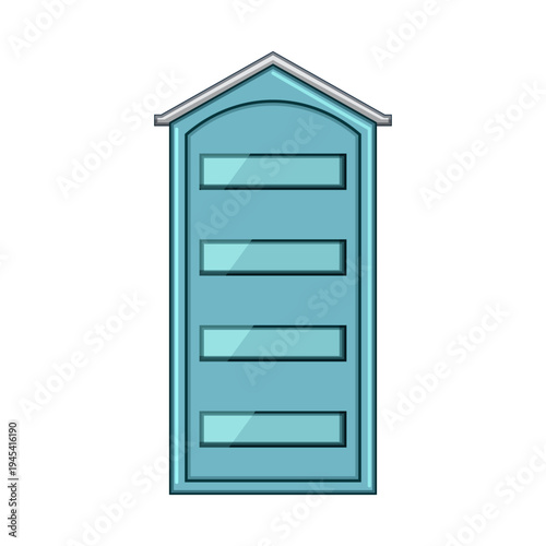 Portable bio toilet cabin for temporary mobile sanitation at construction sites, outdoor events, camps or emergency locations, compact porta potty illustration on white background