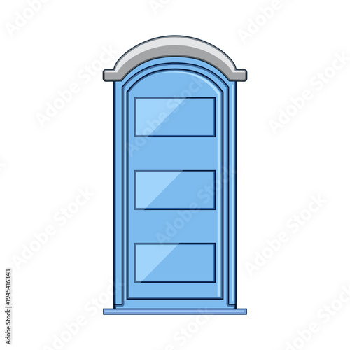 Blue portable toilet illustration representing temporary sanitation, hygiene, and convenience for outdoor events, construction sites, and remote locations needing mobile restroom facilities