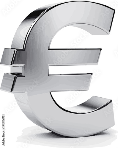 Create a realistic 3d Metal euro symbol - 3d render vector art with white background.