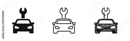 Car Repair Service Icon Set - Auto Maintenance and Workshop Symbols