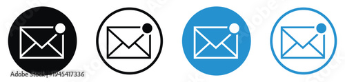 Professional envelope icons with a notification dot. Ideal for unread messages, new email alerts, digital communication, and newsletter subscription symbols for web and mobile apps.