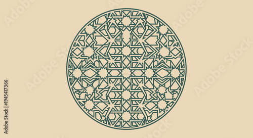 Intricate Geometric Circular Pattern Mandala. Abstract Arabic Ornamental Design for Vintage Decorative Backgrounds