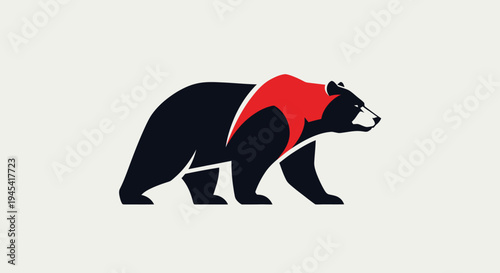 Black Bear Graphic Illustration Walking Sideways.