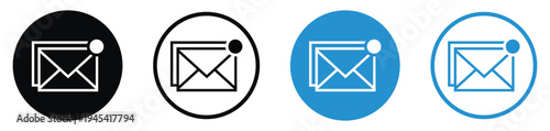 Professional envelope icons with a notification dot. Ideal for unread messages, new email alerts, digital communication, and newsletter subscription symbols for web and mobile apps.