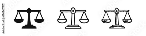 Justice Balance Scales Icon Set - Law and Equality Symbol Icons