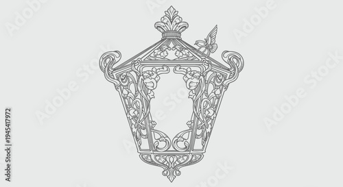 Intricate Baroque Decorative Scrollwork Design Element. Vintage Ornate Vector Illustration of a Classic Crest Emblem with Flourishes.