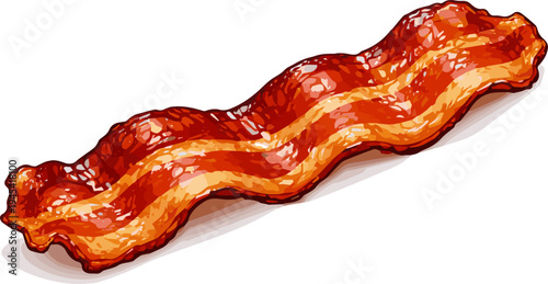 Create a realistic slice of crispy streaky fried bacon ready for a breakfast or meal preparation vector art with white background