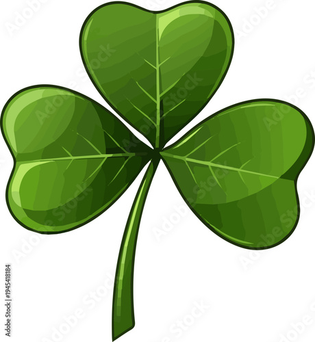Create a realistic three leaf clover, symbol of Saint Patrick's Day and Irish luck, spring plant vector art with white background..