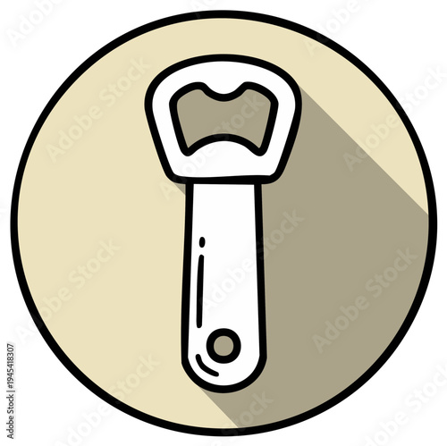 Simple Bottle Opener Icon with Long Shadow