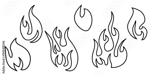 Hand drawn Fire flame icon symbol. isolated on white background. doodle fire design element