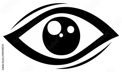Stylized black eye icon symbol representing vision sight observation and security
