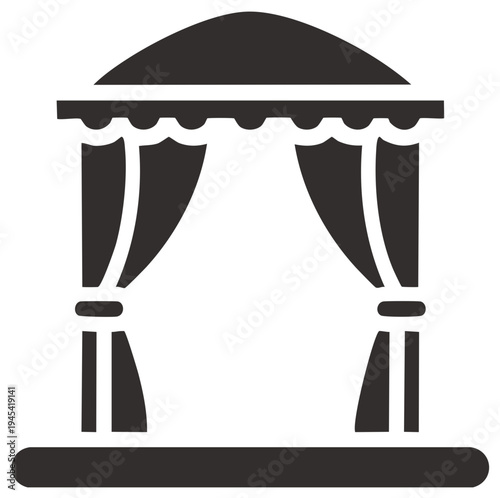 Simple elegant wedding arch with tied back draped curtains for ceremony or event