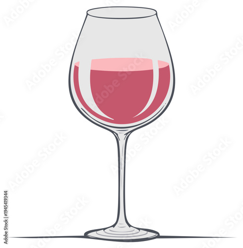 Elegant Vector Illustration of a Wine Glass Filled with Red Wine in Minimalist Style