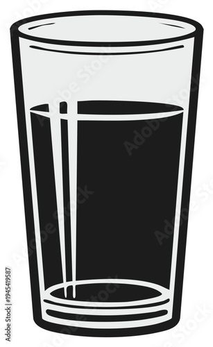 Illustrated Tall Glass Filled with Dark Liquid Beverage Icon