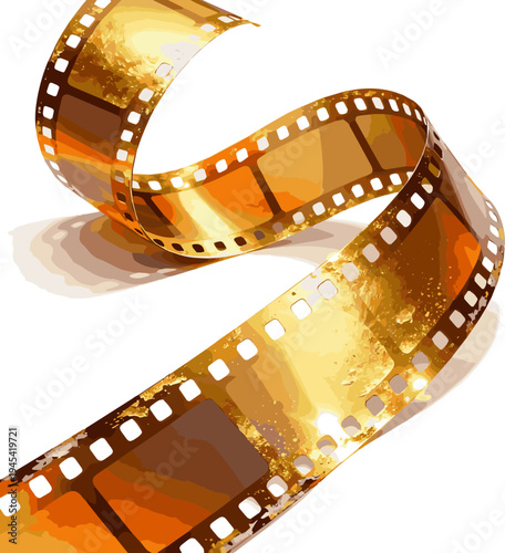 Create a realistic Golden Film vector art with white background..