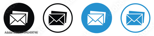 Versatile set of envelope icons in solid and outline styles. Represents electronic mail, business correspondence, and online messaging for contact pages and marketing materials.