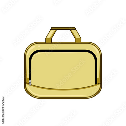 Yellow carry on bag illustrating concepts of travel, business, storage, and luggage, featuring a main handle and zippered front pocket on a white background