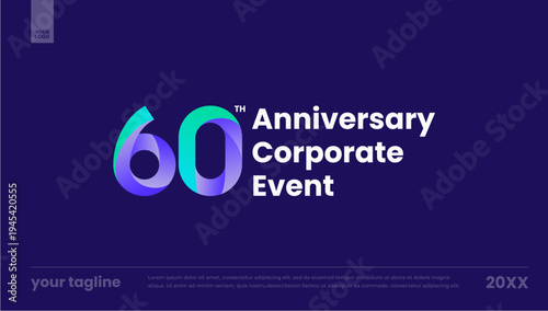 60th anniversary corporate event modern gradient logo banner template