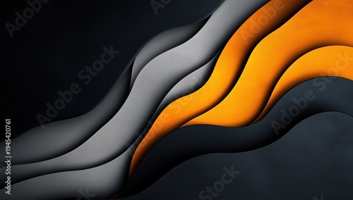 Wallpaper Mural Modern abstract black and orange flowing waves background Torontodigital.ca