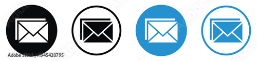 Versatile set of envelope icons in solid and outline styles. Represents electronic mail, business correspondence, and online messaging for contact pages and marketing materials.