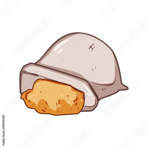 Rustic burlap sack spilling golden cereal grains and granola onto a wooden surface, evoking breakfast, natural organic food, harvest and traditional farming nutrition