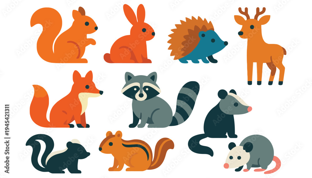 Naklejka premium Animal icons featuring a diverse group of wildlife in silhouette form