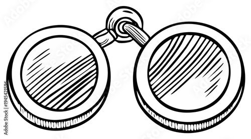 Binoculars Illustration, Hand Drawn Sketch, Isolated Vector