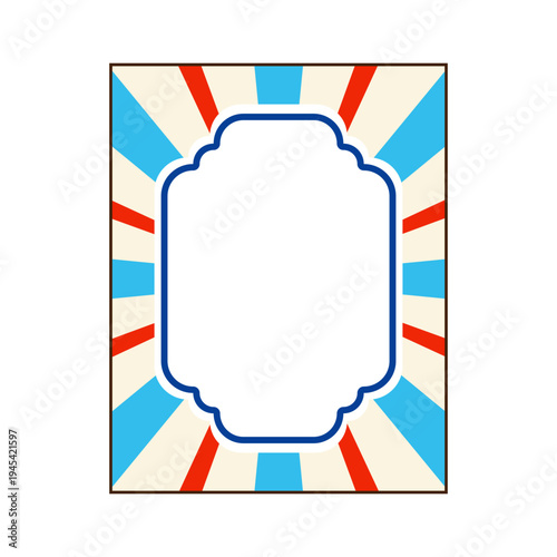 Festive retro striped background offers a decorative border and central blank area for text or graphics, conveying a fun fairground or entertainment theme