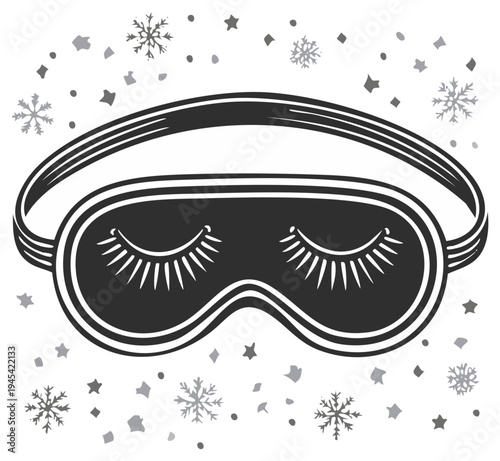 Elegant Eye Mask for Sleep and Relaxation with Decorative Snowflakes and Stars for Peaceful Rest
