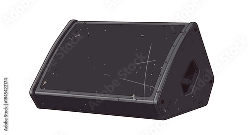 Black Stage Monitor Speaker, Isolated on White Background