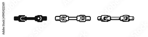 Universal Joint or Driveshaft Icon Set for Automotive Transmission Systems