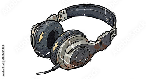 Retro Headphones Illustration