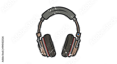 Retro Headphones with Grunge Texture